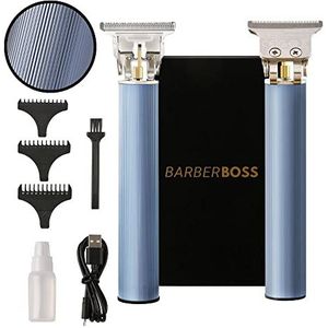 BarberBoss Tondeuse à cheveux haut de gamme, tondeuse à barbe pour hommes, tondeuse électrique sans fil avec lame en T, charge USB, 3 peignes de guidage, kit de toilettage des cheveux, QR-2086