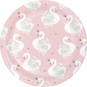 Creative Party PC343838 Swan Princess, 8 stuks, papieren borden, roze/goud