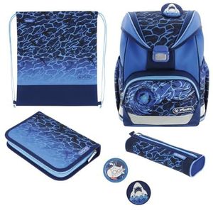 Herlitz UltraLight Plus Blue Shark schoolrugzak, gevuld, meerkleurig, 36 x 28 x 21 cm, casual, Meerkleurig, informeel