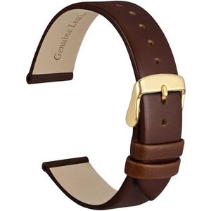 WOCCI | 10 mm elegante horlogeband voor dames met gouden gesp (karamelbruin)