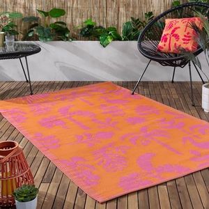 furn. Marula Tapijt voor binnen en buiten, 100% gerecycled, oranje/roze, 120 x 180 cm