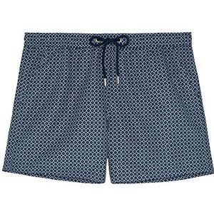 JPING JEFREY boardshorts, micro marineblauw en wit, L Men's, micro-motief marineblauw en wit, L, microfoon met marineblauw en wit