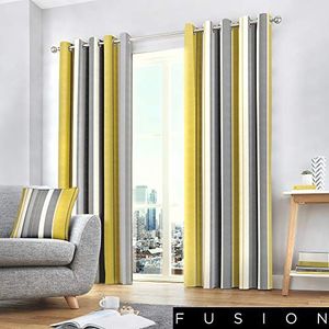 Fusion Whitworth Stripe Gordijnen met oogjes, 100% katoen, 117 x 183 cm, okerrood