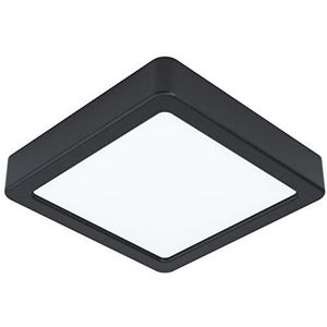 EGLO LED plafondlamp Fueva 5, L x B 16 cm, 1 lichtpunt, moderne opbouwlamp van staal met een kunststof lichtoppervlak, plafondlamp in zwart, wit, LED opbouwlamp neutraal wit