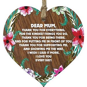 Stuff4 Houten bord met opschrift ""Dear Mum Thank You Gifts"", voor mama, World's Best Mum, om op te hangen, cadeau voor mama voor verjaardag, cadeau voor moeder