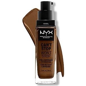 NYX Professional Makeup Can't Stop Won't Stop Full Coverage Foundation, langdurig waterbestendig, veganistische formule, matte teint, kleurtint: Walnut