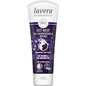 lavera Gute Nacht 2-in-1 handcrème en masker, gecertificeerde natuurlijke cosmetica, veganistisch, druif en biologische sheaboter, 75 ml
