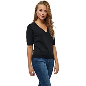 Minus Milla dames gebreid shirt v-hals, 100, zwart