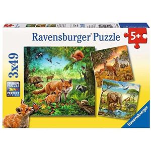 Dieren van de aarde Puzzels 3 x 49 stukjes