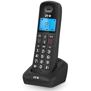 SPC Gossip 2 draadloze vaste telefoon met verlicht display, toetsen en grote cijfers, handsfree, oproepherkenning, kalender, eco-modus, Gap-compatibiliteit, zwart