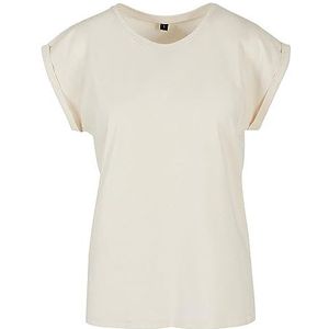 Build Your Brand Extended Shoulder T-shirt voor dames, Zand