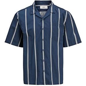 Jack & Jones Rddcain Resort T-shirt à manches courtes pour homme S/S Sn, Blazer bleu marine/rayures: coupe oversize, S