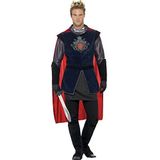 Smiffys King Arthur Deluxe kostuum, zwart, met top, cape, handschoenen, overschoen en binnenplaats, meerkleurig, M