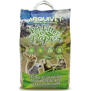 Arquivet Pet Litter Paper Milieuvriendelijk toiletbed voor katten, vogels en knaagdieren, hypoallergene formule, 10 liter