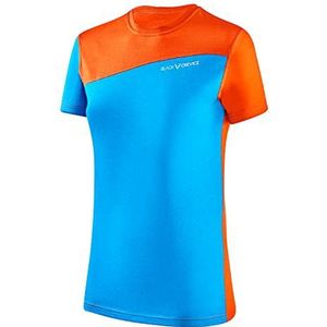 Black Crevice Merinowol T-shirt voor dames - Merinowol T-shirt voor dames - T-shirt voor dames van 70% merinowol en 30% polyester - temperatuurregulering - T-shirt, Blauw/Oranje