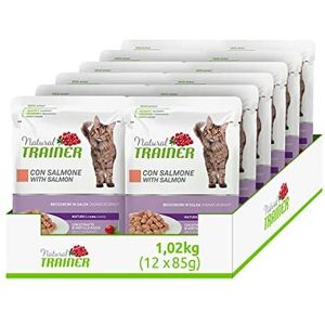 Natural Trainer volwassen kattenvoer met zalm, 12 enveloppen x 85 g, 1020 g