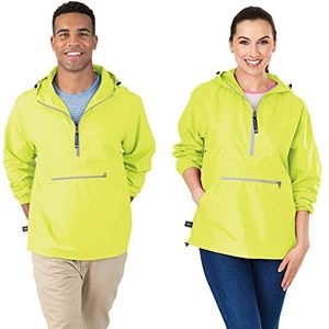 Charles River Apparel Unisex-Adult's Pack-N-Go Windbreaker Pullover (Regular & Extended Sizes), neon Yellow, XL