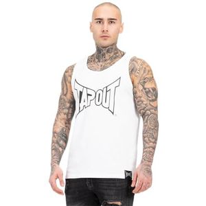 Tapout Tipton Singlet tanktop voor heren, normale pasvorm, wit/zwart, M, Wit/Zwart