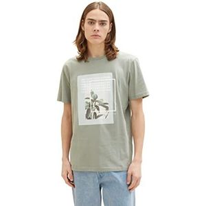 TOM TAILOR Denim T-shirt en denim avec impression photo pour homme, 10767-Olive Ombre grisâtre, XS