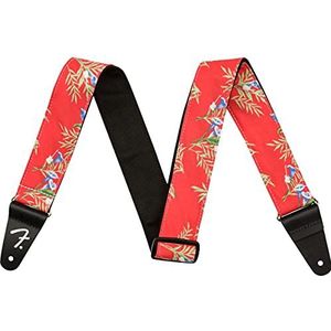 Fender® HAWAIIAN GUITAR STRAP gitaarband 5 cm breed 86-150 cm lang bloemen rood