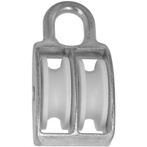 Amig - Vaste dubbele katrol model 651 | met wit kunststof wiel | voor binnen en buiten | afmetingen 8 x 30 mm | staal | verzinkt oppervlak | niet geschikt voor hefwerkzaamheden