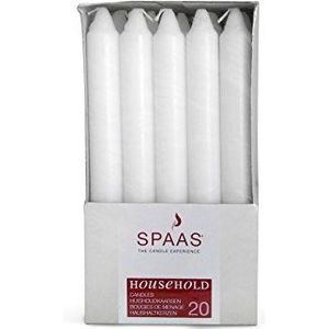 Spaas 20 Household Tapered Dinner Candles 19/180 mm, ± 6 uur, ongescented, wit