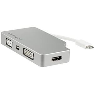 StarTech.com CDPVGDVHDMDP USB C Multiport Video Adapter met HDMI, VGA, Mini DisplayPort of DVI Adapter USB Type C naar HDMI 1.4 of mDP 1.2 (4K) - VGA of DVI (1080p) aluminium zilver