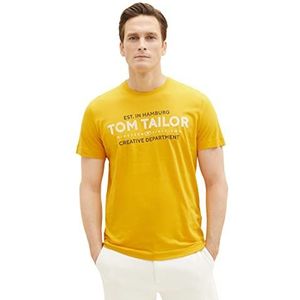 TOM TAILOR 1038663 T-shirt voor heren met logo-print (1 stuk), 32096 - Symphonic Sun Yellow