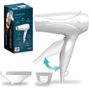 Cecotec Sèche-cheveux ionique Travelwhite. 2400 W compact et pliable, fonction Pro ionizer, flux d'air puissant et réglage Turbo/moyen, température pour cheveux parfaits, technologie Haircare