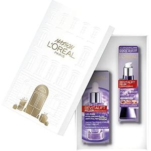 L'Oréal Paris Revitalift Filler Gezichtsverzorgingsset, serum met 1,5% zuiver hyaluronzuur en vitamine C (30 ml), anti-aging oogcrème met hyaluronzuur (30 ml), vitamine CG & E,