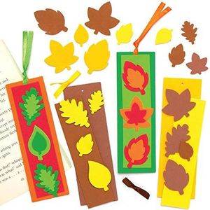 Baker Ross AX287 Set boekenleggers voor de herfst, 8 stuks, maak je eigen bladwijzers voor creatieve knutselprojecten en leer lezen