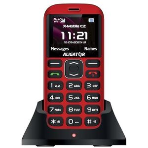 ALIGATOR Téléphone portable AZA720RB pour seniors à grosses touches 4G/LTE avec bouton SOS et localisateur SOS. Écran couleur 1,8"", double SIM, couleur rouge-noir.
