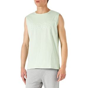 BOSS Heren T-shirt van katoen met platina logo met mesh rug, Open Green361