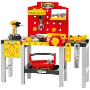 Ecoiffier Speelgoed 2350 – modulaire werkbank + kindergereedschap Mecanics – knutselspel – 32-delig – vanaf 18 maanden – gemaakt in Frankrijk