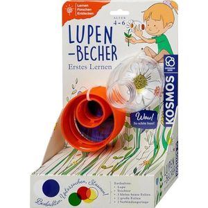 KOSMOS 602345 Eerste leer: vergrootglas met onderzoeks- en speelaccessoires voor kinderen vanaf 4 jaar onderzoeksspel, educatief speelgoed voor binnen en buiten, experimenteerset voor kleuterschool