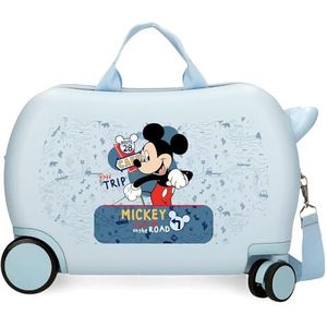Joumma Disney Mickey Road Trip Kinderkoffer, blauw, 45 x 31 x 20 cm, stijf, ABS, 24,6 l, 1,8 kg, 4 wielen, handbagage, blauw, kinderkoffer, Blauw, Koffer voor kinderen