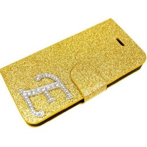 Exklusive-Cad SON-XP-Z-L36H-Etui-Glamour-E-Gold Sony Xperia Z L36 H Glamour Glitter Strass Trektas Hoes met magneetsluiting - Letter E in Gold
