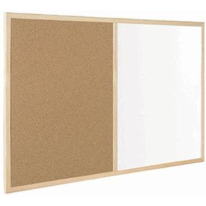 Bi-Office Budget - Uniseks bord, display van kurk en whiteboard, droog afwasbaar, houten frame, 60 x 40 cm