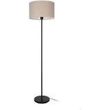 EGLO Vloerlamp Feniglia, binnenlamp met voet, woonkamerlamp van zwart metaal met lampenkap van natuurlijk linnen, verlichting met fitting E27, 151 cm