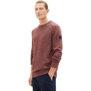 TOM TAILOR 1038246 heren sweater, 32740 - Navy Red Orange Blue Mouline