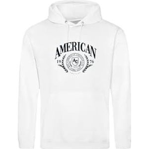 AMERICAN COLLEGE USA Sweatshirt met capuchon voor kinderen, jongens, meisjes, hoodie voor kinderen, uniseks, 1 stuk, Wit.