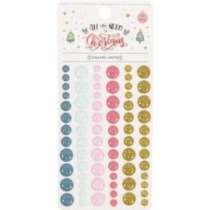 Craftelier - Enamel Dots All You Need Is Christmas | Mini zelfklevende stickers met parelmoer afwerking voor het versieren van scrapbooking en knutselprojecten | Bevat 72 stuks kleuren