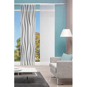 Vision S Set van 2 schuifgordijnen met digitale print, bamboe-look, grijs, 260 x 60 cm