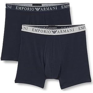 Emporio Armani Emporio Armani Endurance Boxershorts voor heren, middelgroot, 2 stuks, marineblauw/marineblauw.