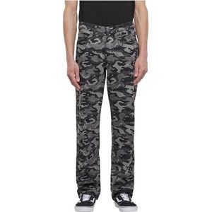 Urban Classics Laser camouflage print jeans heren broek, Zwarte camouflage laser, 40