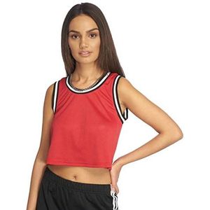 Urban Classics Dames cropped mesh top, meerkleurig (rood/zwart/wit 00521)