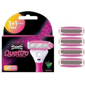 Wilkinson Sword Quattro for Women Scheermesjes voor dames, 3 + 1 stuks