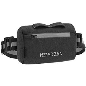 Newrban | Stuurtas - voor fiets en scooter - met schouderriem - Afmetingen: 20 x 12 x 5 cm - Reflecterende elementen - Klittenbandband, eenvoudig te installeren op stuur - Zwart