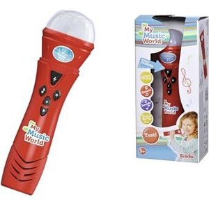 Simba My Music World 106832489 Grappige karaoke-microfoon met spraakvervormingseffecten, 6 demoliedjes, 3 lichten en geluiden, 22 cm, geschikt voor kinderen vanaf 4 jaar
