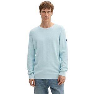 TOM TAILOR Basic herentrui met ronde hals, 36147 - Dusty Mint Blue Melange, S